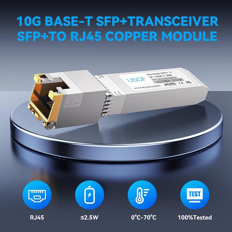 Uscf 10GBase-T SFP+ to RJ45 Transceiver-10G SFP+ Copper Module (Cat6a, up to 30m)-Compatible with Cisco, Ubiquiti UniFi, Fortinet, TP-Link, Meraki, MikroTik, Supermicro - Image 2